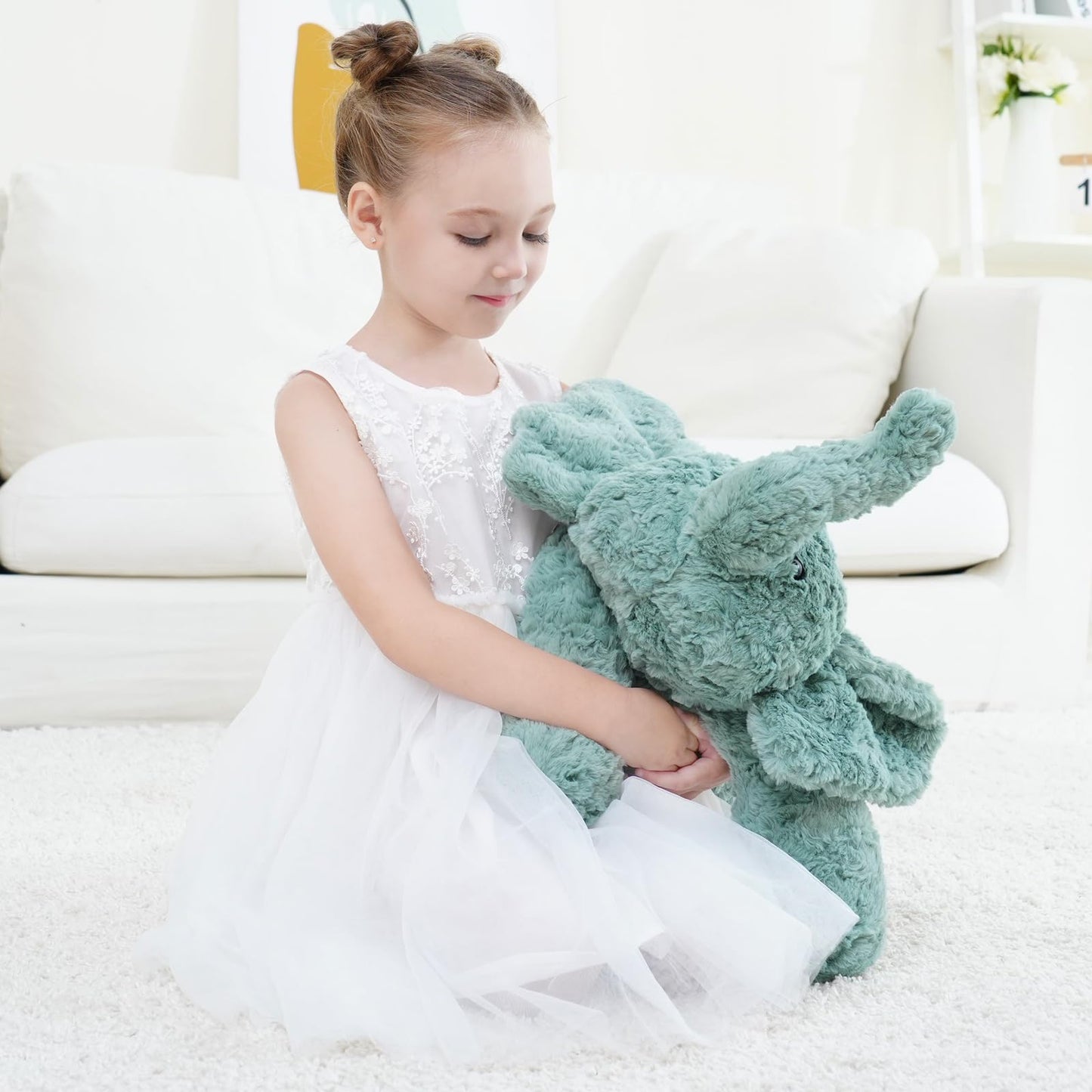 YGZE Weighted Stuffed Animals Elephant Plush Toy, 26 Inch, 4 Pounds, Soft and Huggable Weighted Plush Toy in Sage Green, Ideal Gift for Kids and Adults for Christmas, Birthday, Valentine’s Day