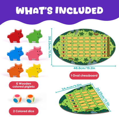 SkilLify Run Piggy Cooperative Board Game, Adorable Family Dice Game for Kids Ages 3-7, Color Matching Board Game, Preschool Learning Toy, 2-6 Players