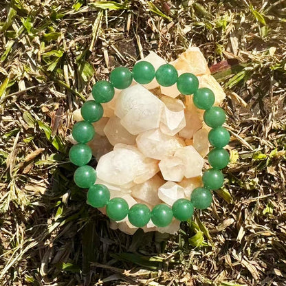 10mm Green Aventurine Bracelet for Women Men | Natural Luck Prosperity Stone Beads - Handmade Heart Chakra Crystal Jewelry for Abundance Meditation | Beading Tool Kit - Fits for 7-8" Large Wrist