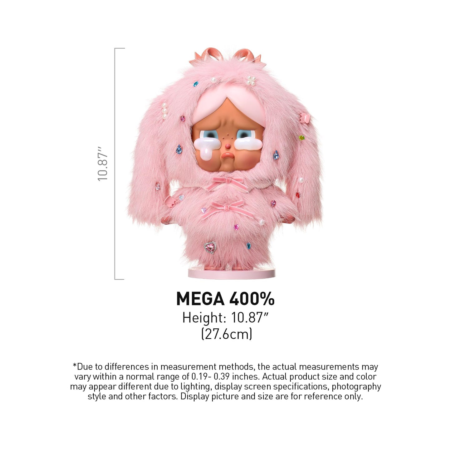 POP MART MEGA Crybaby 400% Crying in Pink 27.6cm/ 10.87inches Figurine, Toys for Mordern Home Décor, Collectible Art Toy