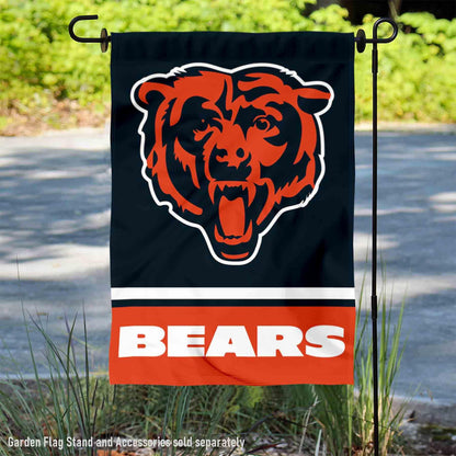 Chicago Bears Bear Head Logo Double Sided Garden Flag