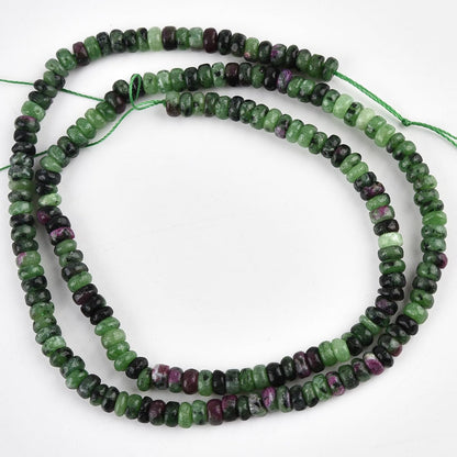160pcs 4x2mm Natural Ruby Zoisite Disk Rondelle Spacer Stone Semi Precious Gemstone Loose Beads for Jewelry Making 15 Inch
