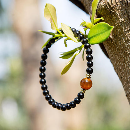 Magiriam Black Obsidian & Tiger Eye Bracelet for Men and Women – Natural Crystal Stretch Bracelet for Mindfulness, Confidence & Everyday Wear Healing Energy Bracelet Gifts for Unisex Adult 7-inch (18cm)