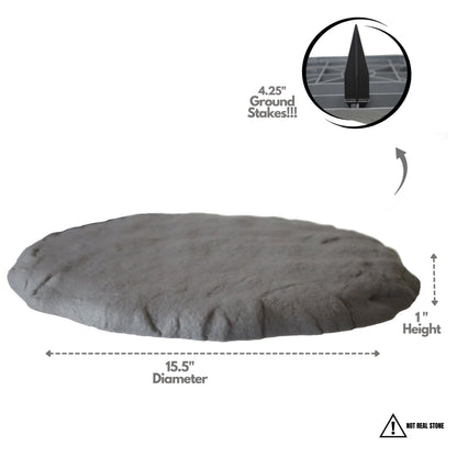 Ei Circular 15.5” Stepping Stones with Ground Stakes - Home or Garden Step Stones for Outdoor Walkway or Pathway Pavers - Resin Material (4, Light Grey Stone)