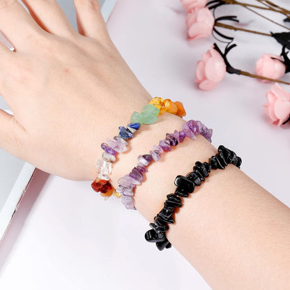 Erliway 7 Chakra Crystals Bracelet Irregular Beads Stretch Bracelet Healing Crystals Chips Bracelet Natural Gemstone Bracelets for Women Jewelry Reiki Meditation