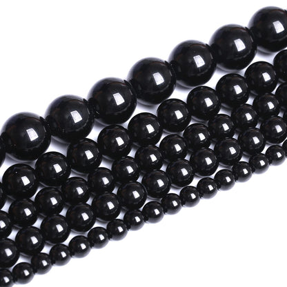 6mm 66pcs Natural Black Agates Onyx Stone Beads Smooth Round Loose Spacer Beads for Jewelry Making DIY Bracelets 15"