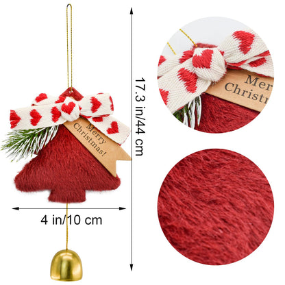 MrMrKura Gold Jingle Bells Christmas Tree Decorations Indoor Outdoor, Plush Pendant Hanging Christmas Ornaments Set of 9, Gifts for Home Decor Holiday Party (9)