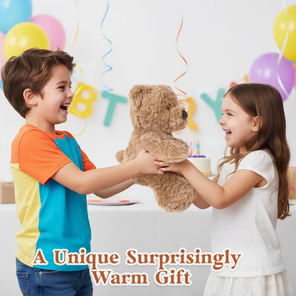 Teddy Bear Stuffed Animals, Microwavable & Weighted Stuffed Animal, Brown Curly Plush for Warmth & Comfort, Heatable Coolable Lavender Scent Toy, Cute Soft Plushies Gift for Children Boys Girls Adult