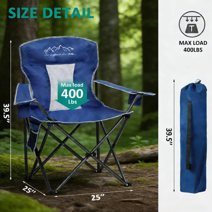 VOYSIGN Folding Camping Chair Mesh Back Portable Breathable Outdoor Chairs with Carry Bag & Cup Holder for Camping, Beach, Fishing, Sports, Patio, Blue
