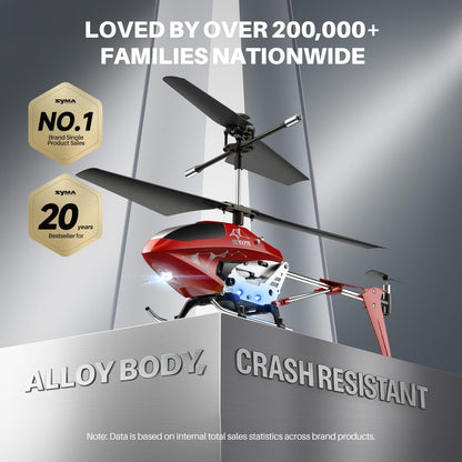 SYMA S107H-E RC Helicopter for Kids 8-12 and Beginners, Remote Control Helicopter with Altitude Hold, 2 Speed Modes, Whole Alloy Toy for Boys Girls Indoor Gift