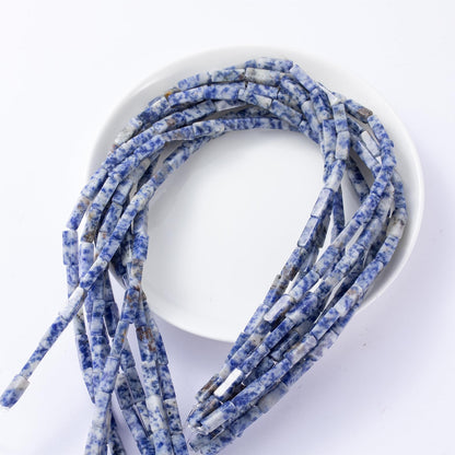 Natural Blue Sodalite Rectangle Tube Beads 4x13mm 38cm/str Loose Semi Gemstone Stone Beads for Making Bracelets Necklace Earrings