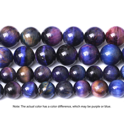 36PCS 10MM AAA Blue Purple Starry Sky Tiger Eye Stone Beads Natural Gemstone Bead Crystal Healing Energy Jewelry Making DIY 15 inches