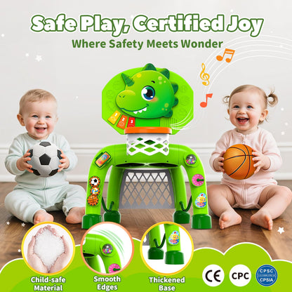 Thusine Toddler Basketball Hoop & Soccer Goal, Toys for 1 2 3 Year Old Boys, Kids Sports Toy with Light Sound Music, Toys for Baby 12-16-18 Months, Christmas Birthday Gifts for Ages 1-3
