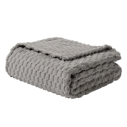 FY FIBER HOUSE Fleece Throw Blanket for Couch 300GMS Super Soft Plush Fuzzy Blankets and Throws for Sofa Bed Office, 40x50 Inches, Light Grey