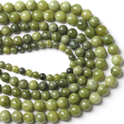 180pcs 4MM Natural Stone Chinese Green Jade Beads Round Loose Beads for Jewelry Making Bracelet 2 Strands 32"