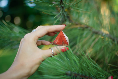 Crystal Pyramid of Natural Red Jasper Chakra Healing Stone, 1.5 inch