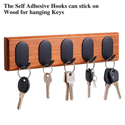 10 Pcs Metal Hooks, Adhesive Hooks for Hanging, Key Hooks, Wall Hooks, Command Hooks, Coat Hooks, Door Hooks, Towel Hanger, Picture Hanger, Storage Hooks, Utility Hooks for Bathroom, Kitchen (Black)