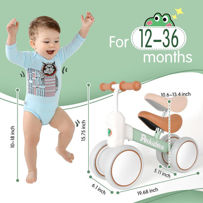 PerKidern Baby Balance Bike for 1-3 Year Old Boys Girls, 12-36 Month Toddler Balance Bike, 4 Wheels Baby Bike Toddler First Birthday Gifts (Green)
