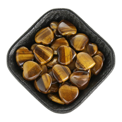 Namzi 20 Packs of Tumbled Polished Natural Tigers Eye Crystals Heart Stones, Crystals and Healing Stones Quartz Bulk for Wicca, Reiki, Healing Energy, Chakra Stones, Witchcraft Supplies