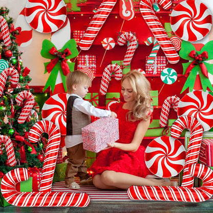 YUJUN 23Pcs Christmas Candy Cane Foil Balloons for Xmas Photo Backdrop Candies Theme New Year Christmas Decoration Party Supplies