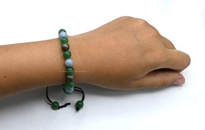 Amazing Gemstone Motivational Bracelet for Women Men Manifestation - Pyrite Angelite Green Aventurine Bracelet for Healing Calming Anxiety Stress Relief Gifts Pulseras Para Hombres Mujer (Adjustable)