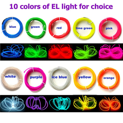 MaxLax EL Wire Neon Light Strip, 5M/16.4FT, Green, Cuttable, USB 5V Adapter, Model CXD el wire 001