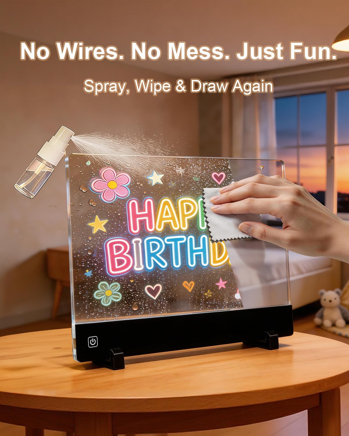 LED Drawing Board for Kids, 13" Rechargeable Light Up Drawing Pad, 72H Battery, Neon Art Dry Erase Doodle Glow Note Board with 5 Tracing Papers, 7 Markers, Kids Toy Birthday Gift for Boys Girls 3-12