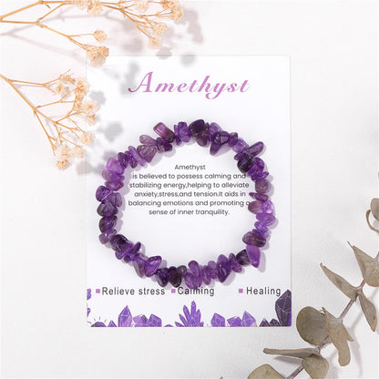 Lit Wall Amethyst Bracelet for Women 8mm Raw Amethyst Bracelet Handmade Natural Stone Gemstone Stretch Bracelet Amethyst Crystal Bracelet for Women Girls