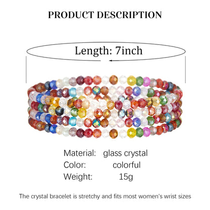 Noessla Beaded Boho Stretch Bracelet Colorful Stackable Crystal Beads Bracelets Trendy Costume Jewelry Mothers Day Gifts for Women(Colorful)