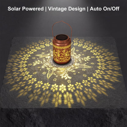 NISUNS Hummingbird Solar Lantern for Outdoor - Waterproof Mothers Day Gift for Mom Grandma Women, Hanging Garden Art Decor for Patio Backyard Porch with Auto Dusk to Dawn (Hummingbird with Flower)