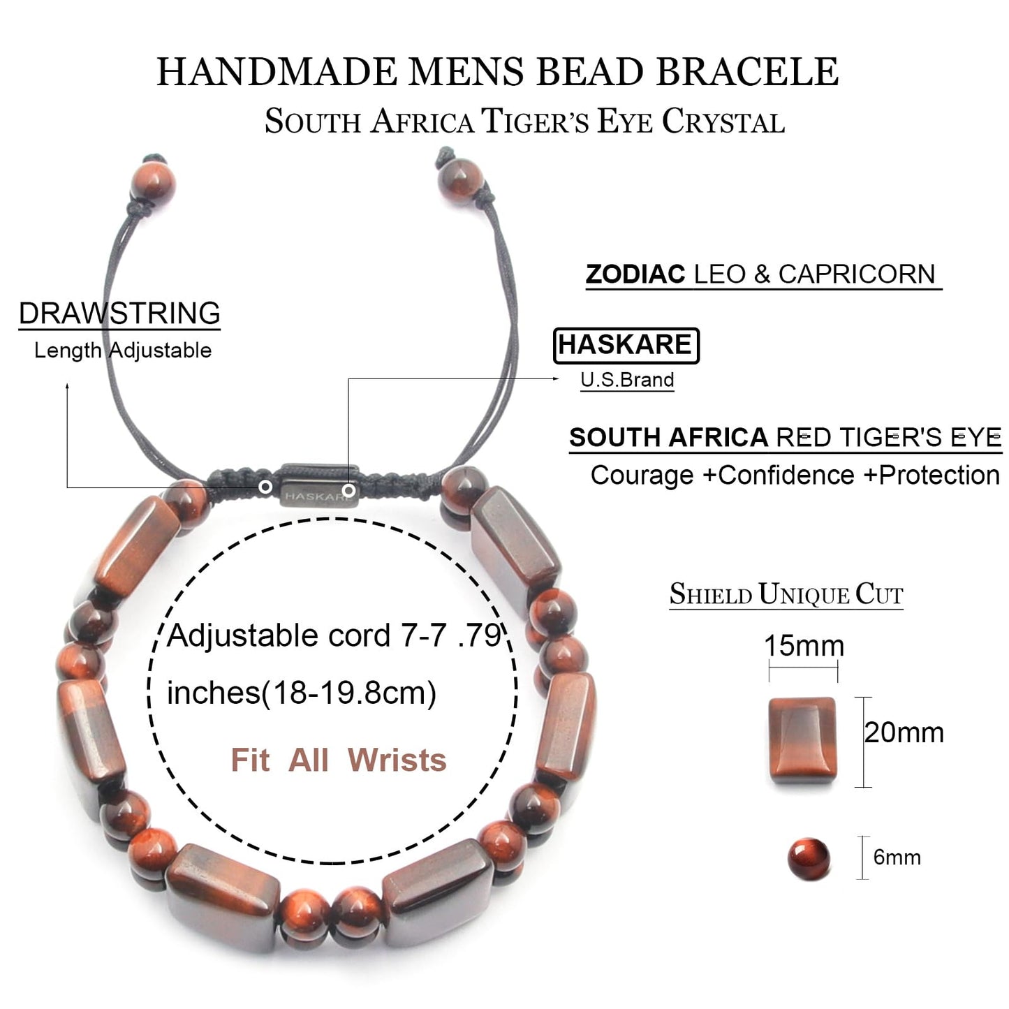 HASKARE Unique Tigers Eye Red Beaded Bracelets for Men, Authentic Mens Bracelet Protection Crystals Tiger Eye Stone Beads Bracelet, Premium Stone Mens Jewelry Macrame Gemstone Good Luck Gifts for Him
