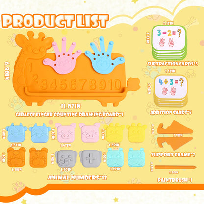 SUMBOHK Silicone Counting Blocks Montessori Math Toy for Toddlers, Giraffe Board with Suction Cup & Tracing, Number Blocks Toys Preschool Manipulatives 3-5, Educational Toys for 3 Year Old