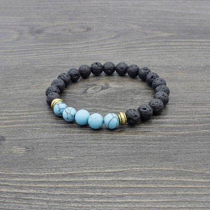 COLORFUL BLING Adjustable Bracelet 8mm Lava Rock Bracelet Bead Chakra Bracelet 7 Chakras Healing Bracelet Yoga Stone Beads Bracelets Healing Therapy Bangle for Women Men - Turquoise