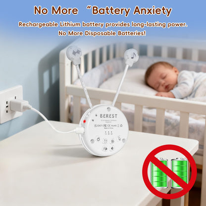 BEREST A10 Baby Lovey Music Box with 10 Soothing White Noise Sounds: Heartbeat, Lullabies, Shushing| Cry Sensor| Timer| Recording| Rechargeable Sleep Soother for Newborns| Plush Toy Insert| Baby Gift