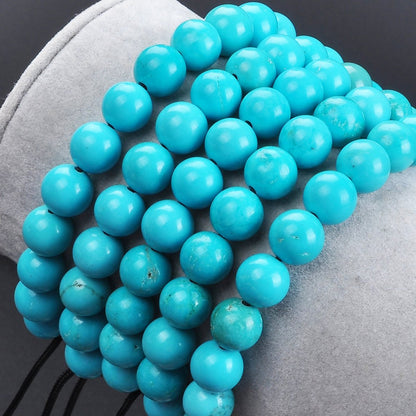 MASSIVE BEADS Natural Healing Power Gemstone Crystal Beads Unisex Adjustable Macrame Bracelets 8mm (Blue Turquoise, 8mm)