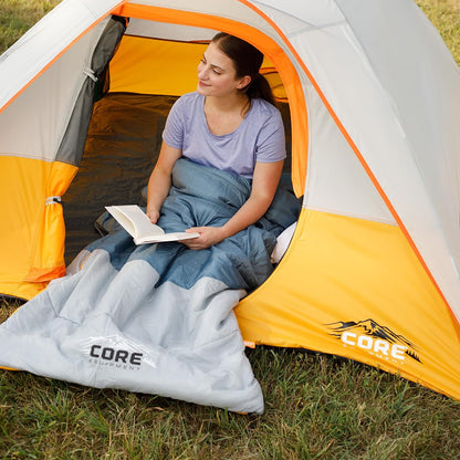 CORE 50 Degree Adult Sleeping Bag | Lightweight & Compact | Perfect for Indoor or Outdoor Use, Camping, Hiking, & Sleepovers | Ideal for Warm 3 Season Weather