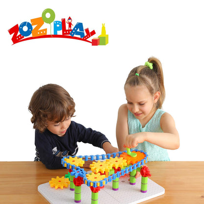 ZOZOPLAY STEM Learning Toy – 170 PCS Creative Engineering Gears & Construction Building Blocks, Kids Gears Toy Educational Set for Boys and Girls Ages 6–8