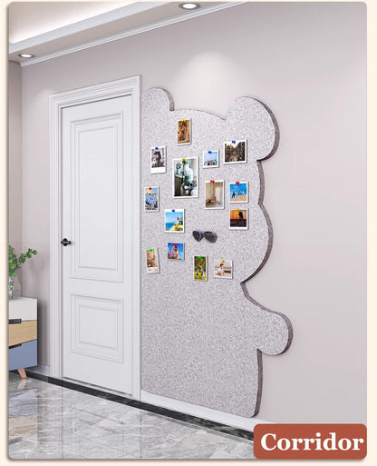 Bear Shaped Felt Wall Tiles Picture Display Board Decorative Creative Wall Aesthetic Photo Holder Bulletin Panel 31.4 * 47.2'' (Gray-Left)