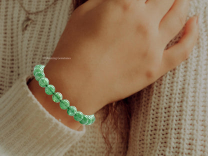 Amazing Gemstone Green Strawberry Quartz Bracelet for Women Men's Gifts - Protection Healing Crystal Bracelet - 8mm Gemstone Beaded Adjustable Bracelet Pulseras Para Hombres Mujer Stocking Stuffers