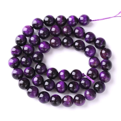 6mm 60pcs A+ Natural Purple Tiger Eye Stone Beads Round Spacer Loose Beads for Jewelry Making DIY Bracelet Necklace 15" Inch