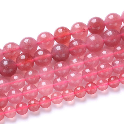 10mm 36pcs Natural Strawberry Quartz Crystal Jades Stone Beads for Jewelry Making DIY Bracelet Necklace Accessories 15" Energy Healing Power Stone Beads (Strawberry Quartz Crystal Jades, 10mm)