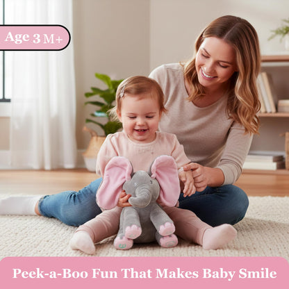 Dimple Kaia Peek A Boo Elephant Toy, Interactive Singing Stuffed Animal Plush with Moving Ears, Musical Stuffed Animal for Babies and Toddlers, Adorable Elephant Baby Toy