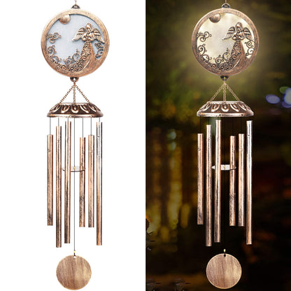 FSVGYY Solar Angel Wind Chimes for Outside-Memorial Wind Chimes- Memorial Wind Chime for Garden/Patio Decor Gifts for Mom Women-Loss of Loved One (33 Inch Deep Tone)