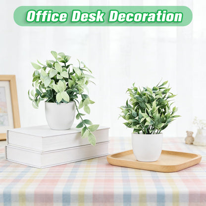 TngsChryxia 6pcs Mini Fake Plants Office Decor for Women, Small Artificial Plants Home Spring Decor Living Room, Indoor Small Plant Potted Faux Greenery for Farmhouse Bathroom Decorations