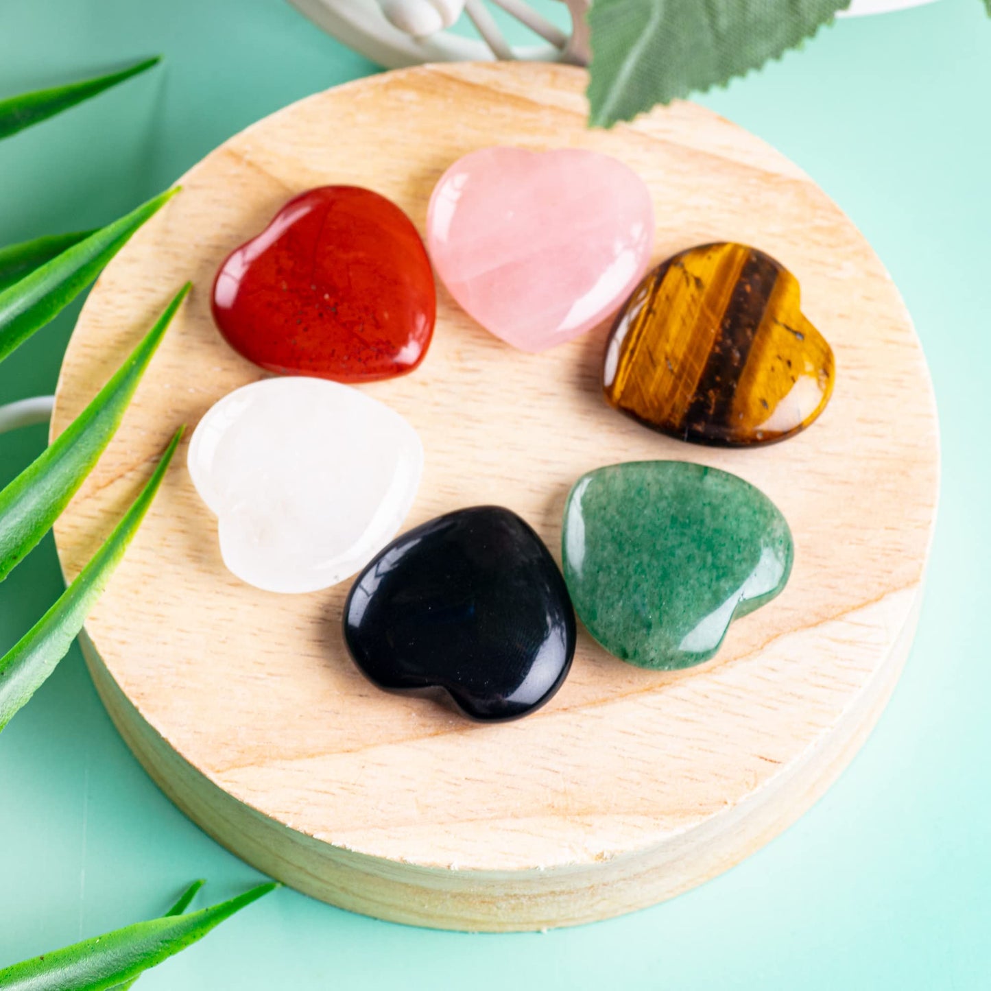 3 Pcs Natural 1 inch Clear Quartz Puffy Heart Stone, Healing Love Crystal Palm Worry Stone for Chakra Reiki Balancing, Meditation and Positive Energy
