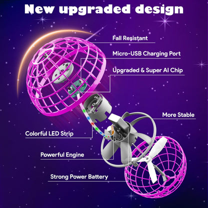 Flying Orb Ball Toys-2025 Upgraded Hover Magic Boomerang Ball，Galaxy Ball Kids Adults Cool Outdoor Indoor Outdoor Toy Gifts for 6 7 8 9 10+ Year Old Boys Girls-Purple