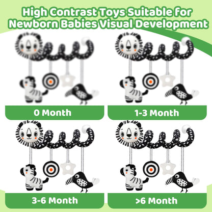 FQKIOMY Black and White High Contrast Baby Toys - Sensory Infant Hanging Carseat & Stroller Toy for Newborns 0-6,6-12Months Perfect Easter Birthday & Baby Shower for Babies Boys Girls