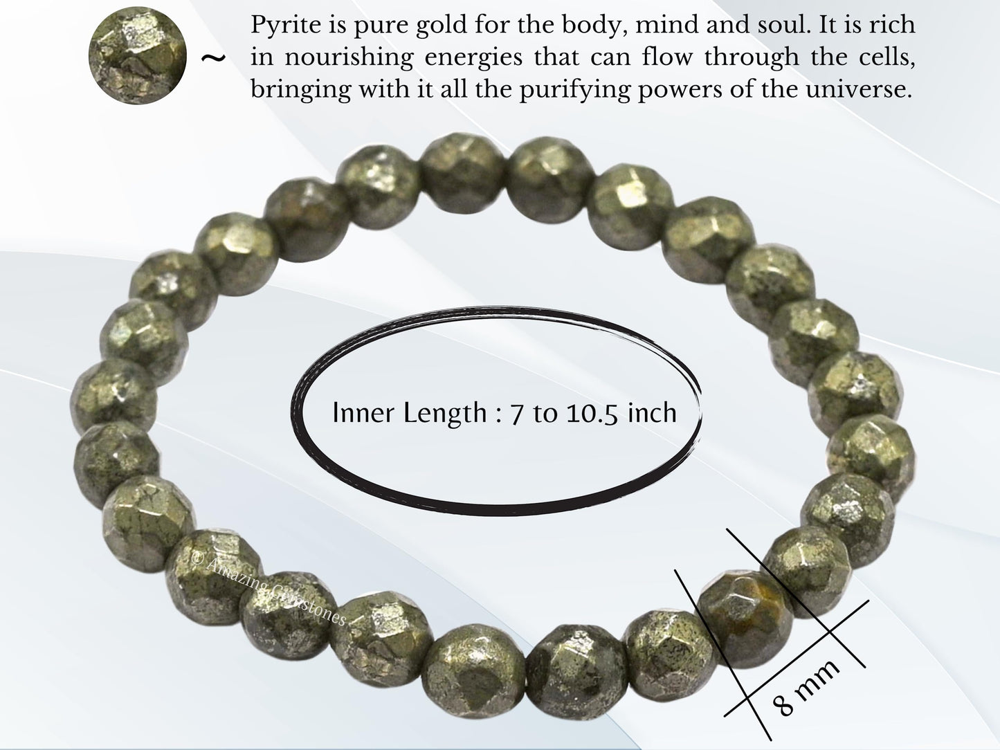 Amazing Gemstone Pyrite Bracelet for Women - Chakra Mens Bracelet Protection Crystals and Healing Stones - Blessing Bracelet Spiritual Meditation Gift Christmas Stocking Stuffers