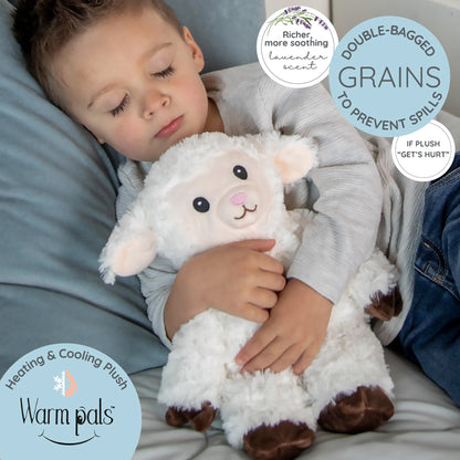 Sheep - Microwavable & Weighted Plush Stuffed Animal - Heated Plushie for Warmth - Cute, Soft, Cozy Toy for Adults & Children (Boys, Girls, & Toddlers) by Warm Pals