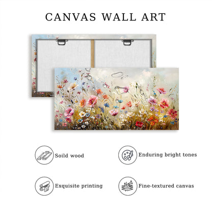 crmotu Floral Botanical Wall Art, Blooming Wildflowers Large Artwork, Flower Market Canvas Art Prints, Meadow Plant Nature Wall Decor, Rustic Wall Paintings for Living Room Bedroom Farmhouse 20"X40"